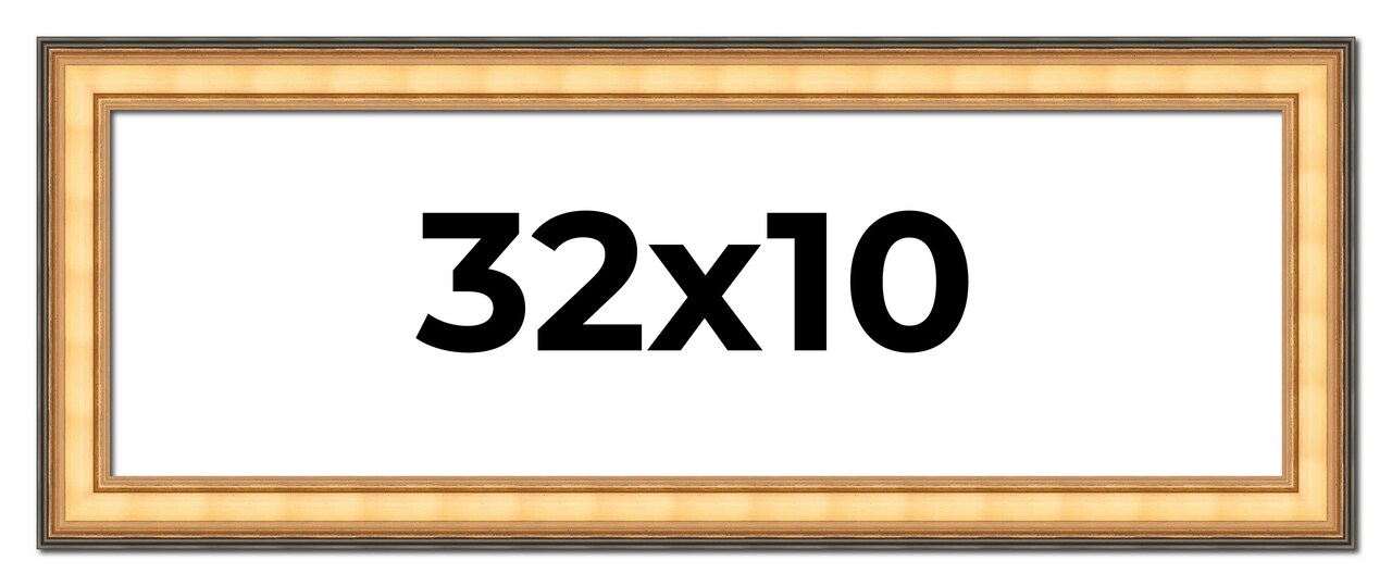 Panoramic Traditional Gold Picture Frame - UV Acrylic, Foam Board Backing, Hanging Hardware